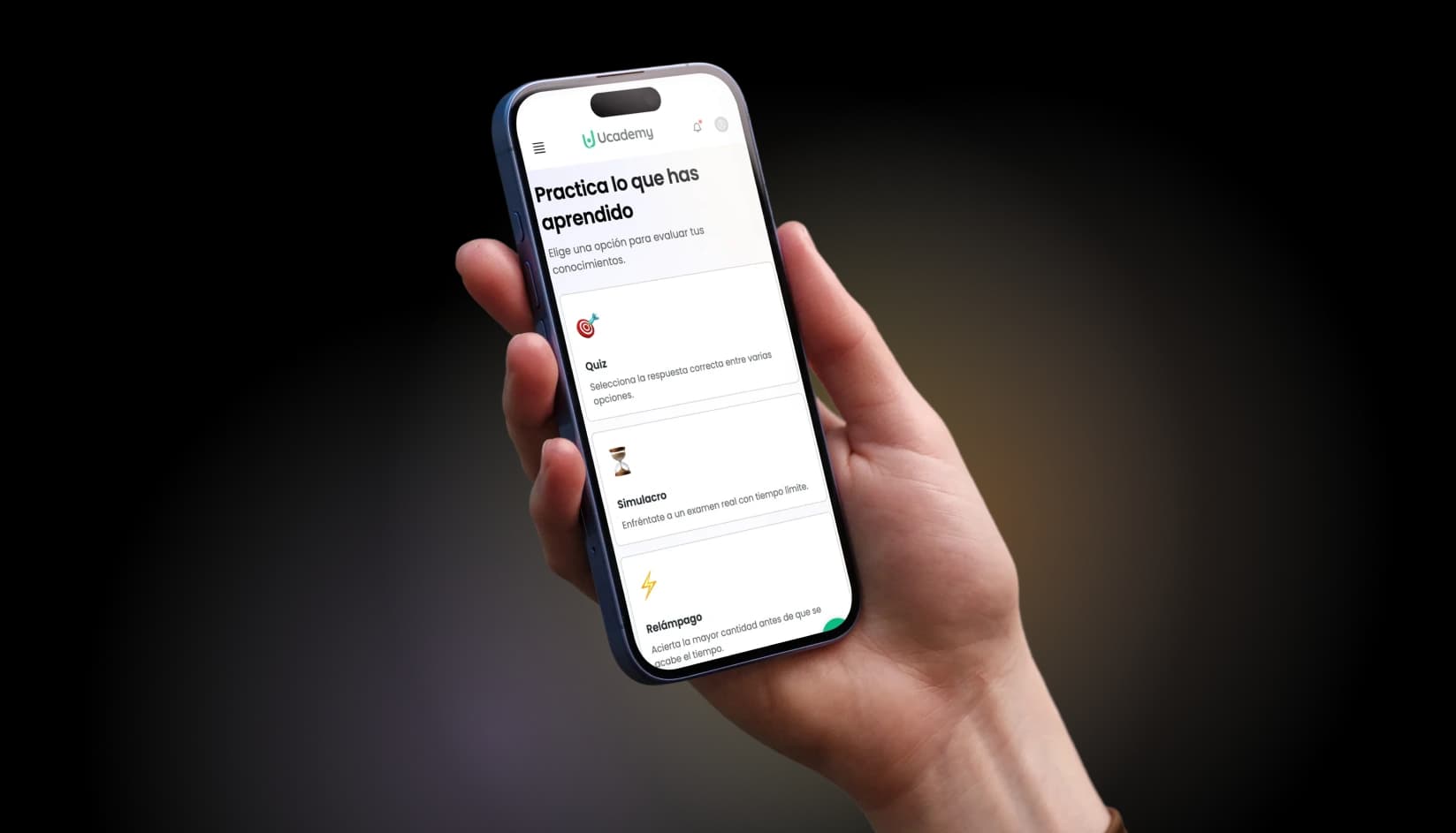 Plataforma de oposiciones Polaris en móvil